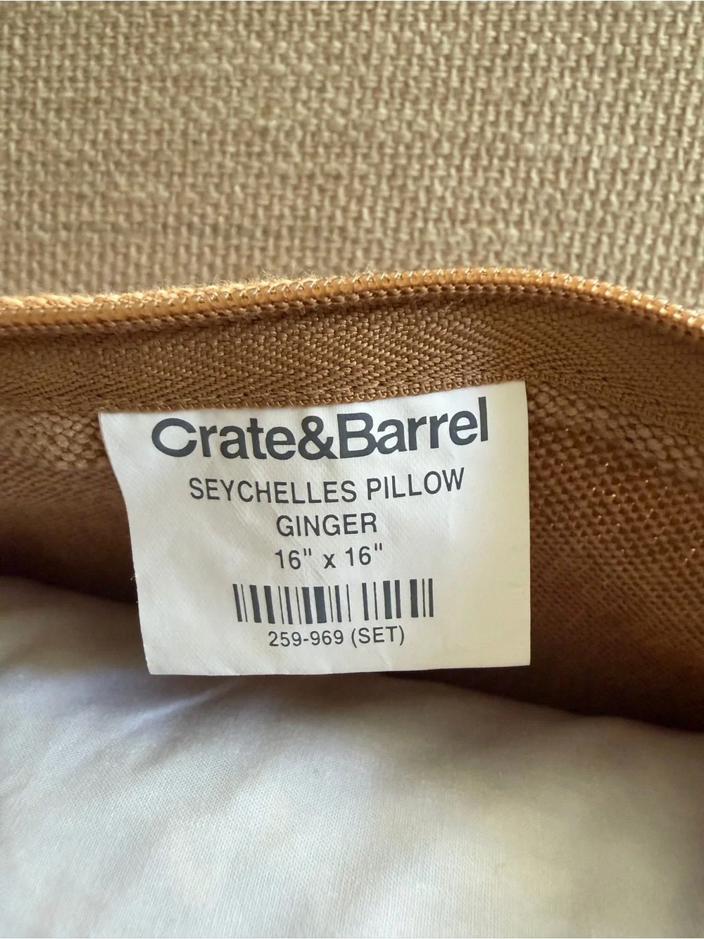 Pair Crate & Barrel Cotton Seychelles Throw Pillows Feather Insert